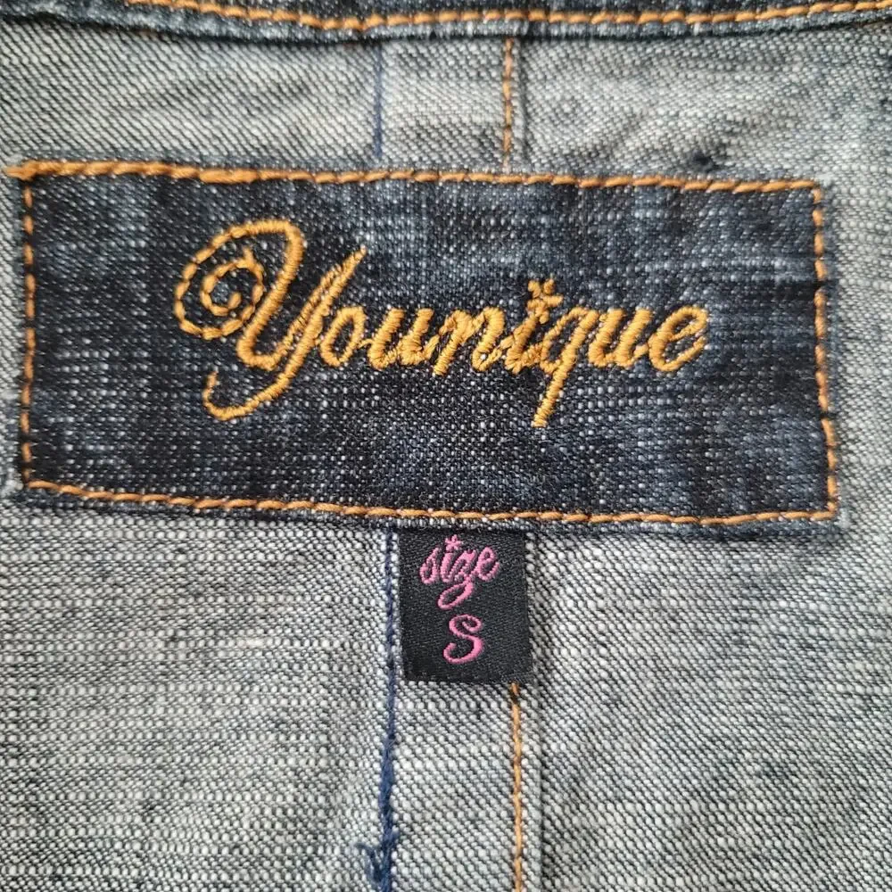 Younique Black Denim Blazer Tailored Jacket S Structured Workwear Casual Edgy